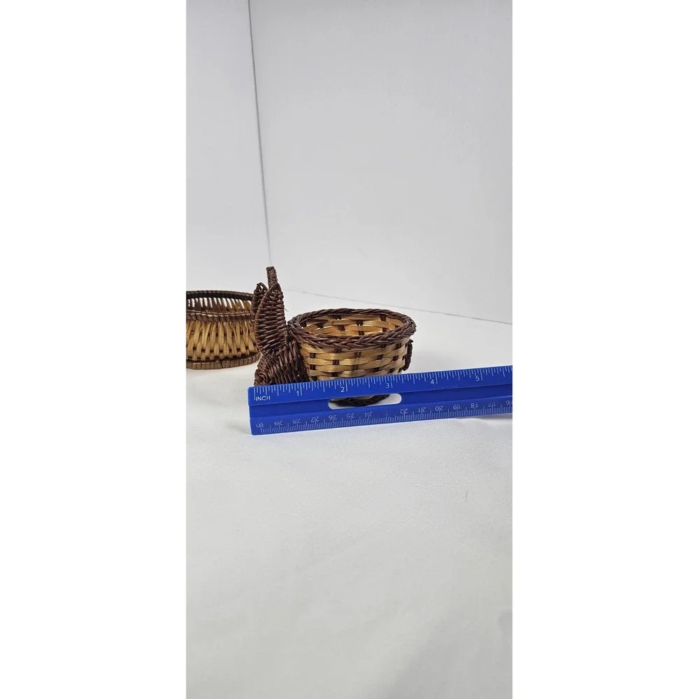 Vintage Wicker‎ Bunny & Duck Mini Baskets Set Easter Farmhouse Decor